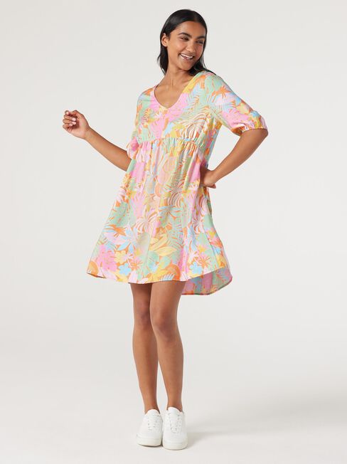 Luna V Neck Dress, Rainbow Gelati, hi-res
