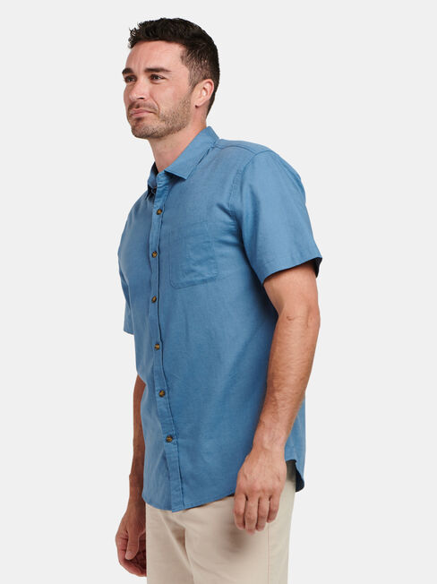 Ethan Short Sleeve Textured Shirt, Blue, hi-res
