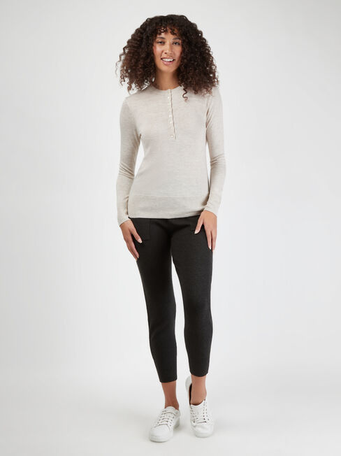 Jenny Fine Knit Henley, White, hi-res