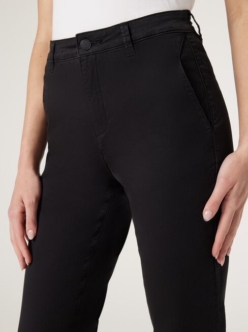 Sammy Mid Waisted Straight Capri, Black, hi-res