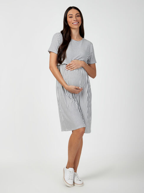 Lorna Layered Maternity Dress, White, hi-res