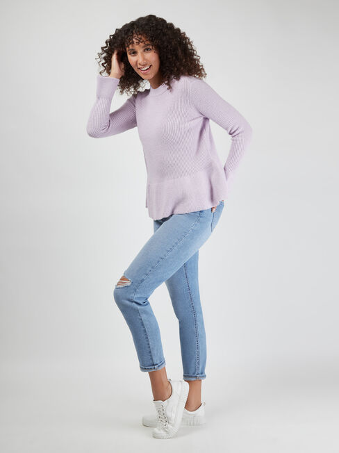 Addison Peplum Knit, Purple, hi-res