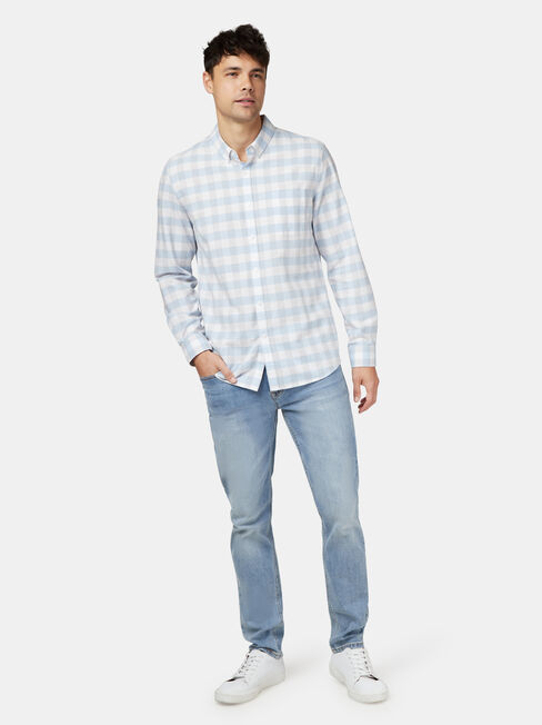 Nate Long Sleeve Check Shirt, Blue, hi-res
