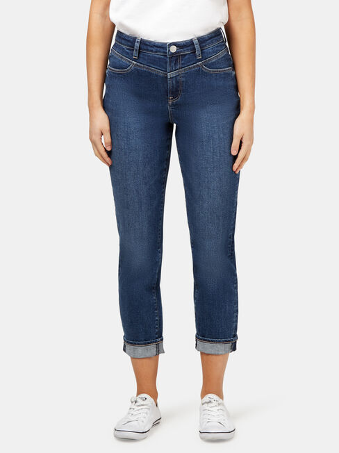 Kelly Double Yoke High Waisted Crop Straight, Mid Indigo, hi-res