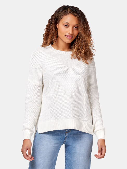 Agnes Chevron Pullover, White, hi-res