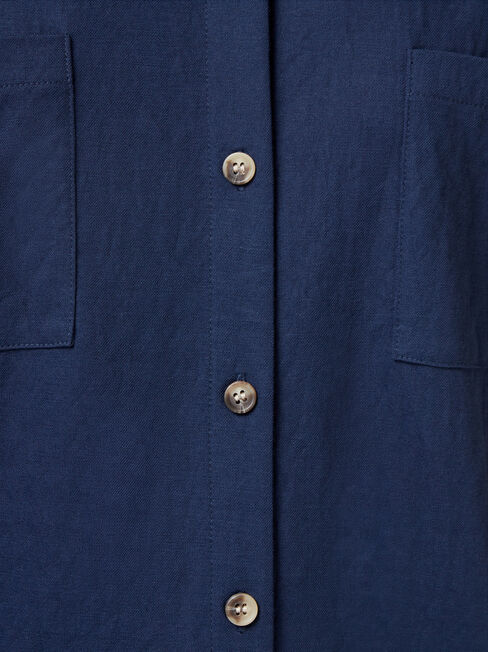 Finley Button Thru Shirt, Blue, hi-res