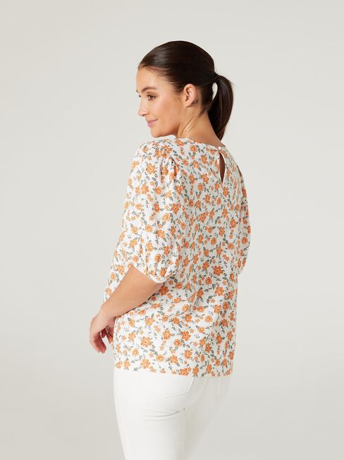 Eliana Puff Slv Top, Trailing Floral, hi-res
