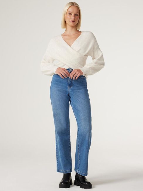 Charlotte Cross Over Knit, White, hi-res