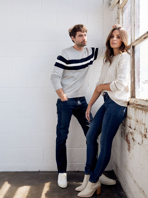 Carrie Cotton Cable Pullover, White, hi-res