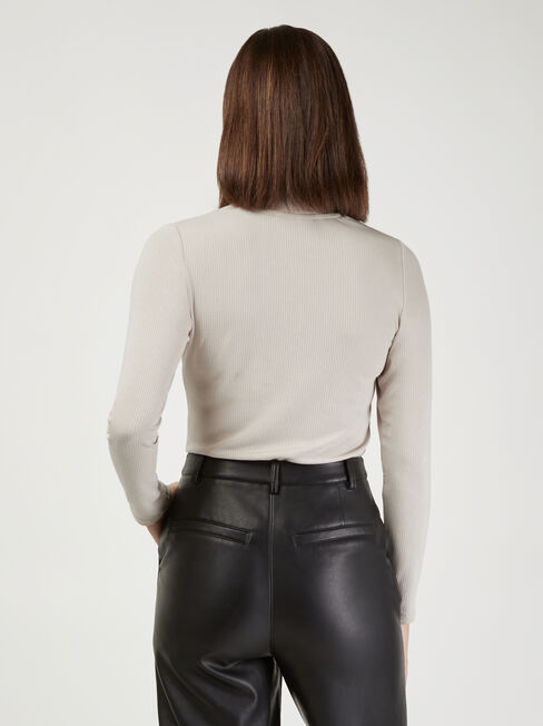 Morticia Mock Neck Top, White, hi-res