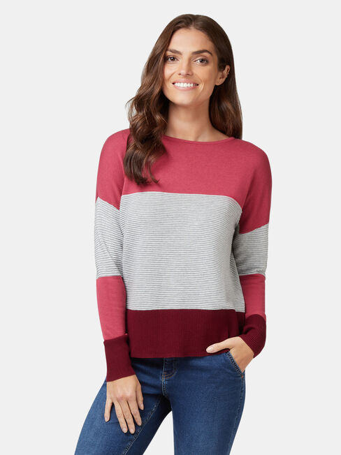 Chloe Colour Block Knit, Pink, hi-res