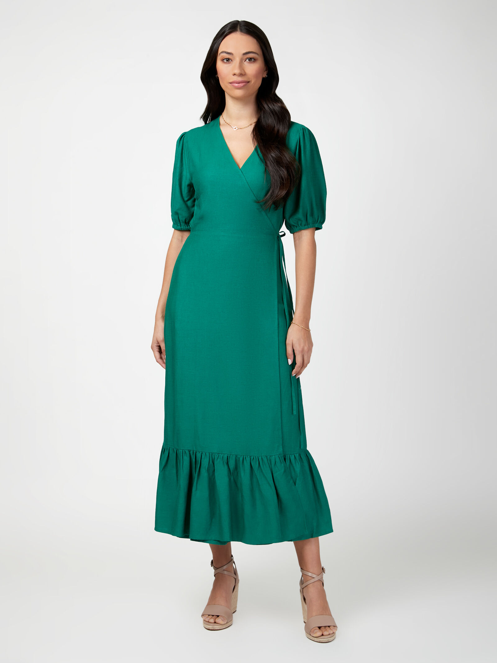 Lila Wrap Front Midi Dress