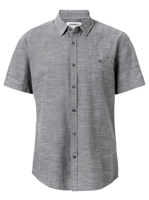 Pablo Short Sleeve Textured Shirt, Grey, hi-res