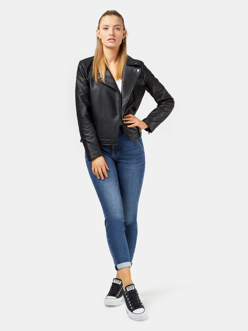 Frankie PU Jacket, Black, hi-res