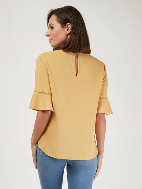 Cora Linen Blend Top, Yellow, hi-res