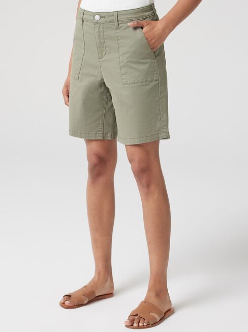Libby Bermuda Denim Walk Short, Green, hi-res