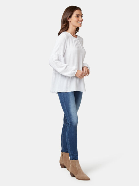 Sally Peplum Blouse, White, hi-res