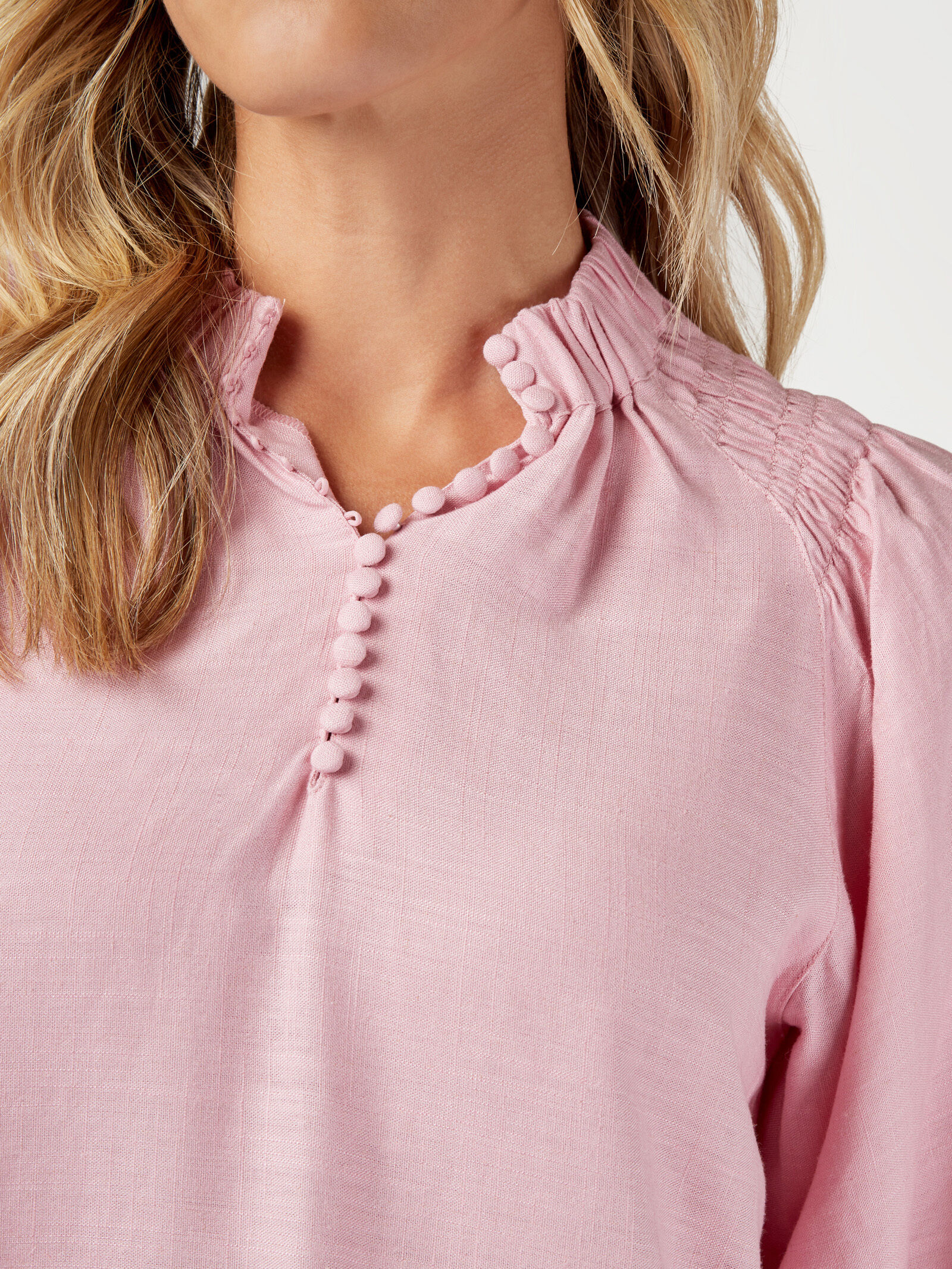 Amelia Half Button High Neck Blouse