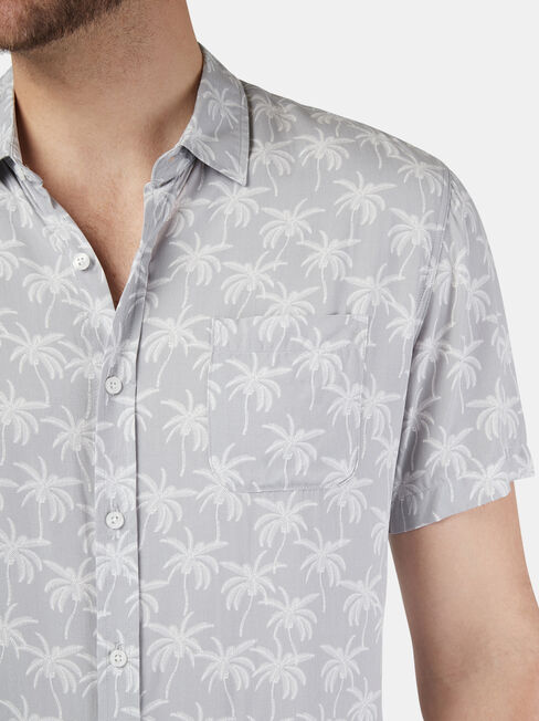 Atlas Short Sleeve Print Shirt, Grey, hi-res