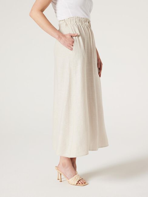 Mia Linen Midi Skirt, Oatmeal, hi-res