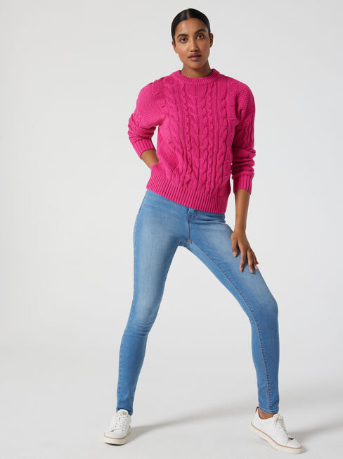 Fifi Bobble Cotton Knit, Hot Pink, hi-res