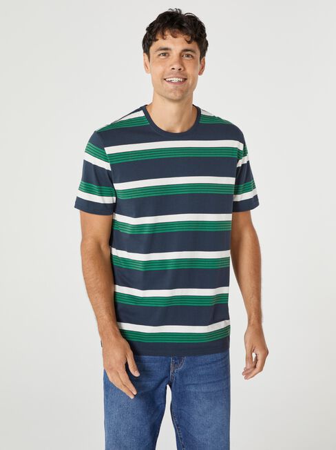 SS Hunter Stripe Crew Tee, Blue, hi-res