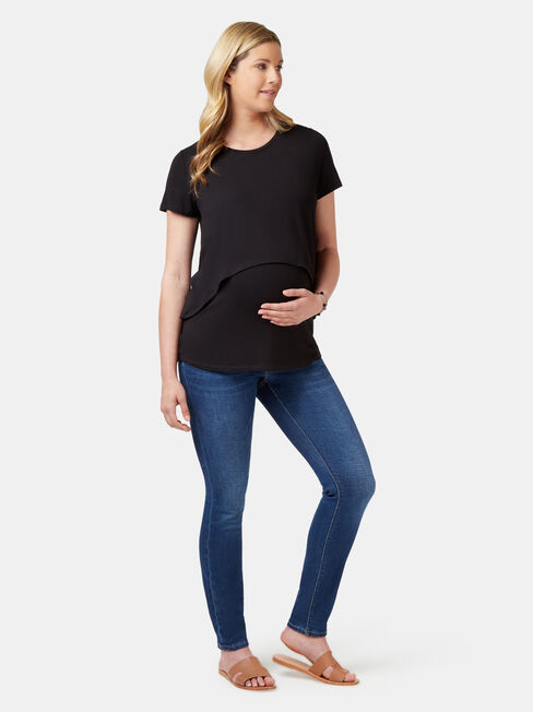 Cerese Layered Maternity Top, Black, hi-res