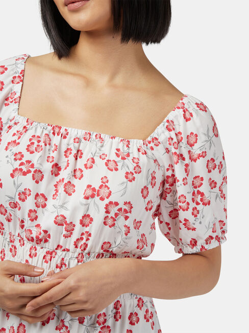 Natalia Shirred Waist Dress, Print, hi-res