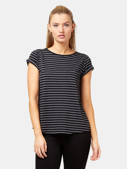 Adelaide Stripe Tee, Black, hi-res