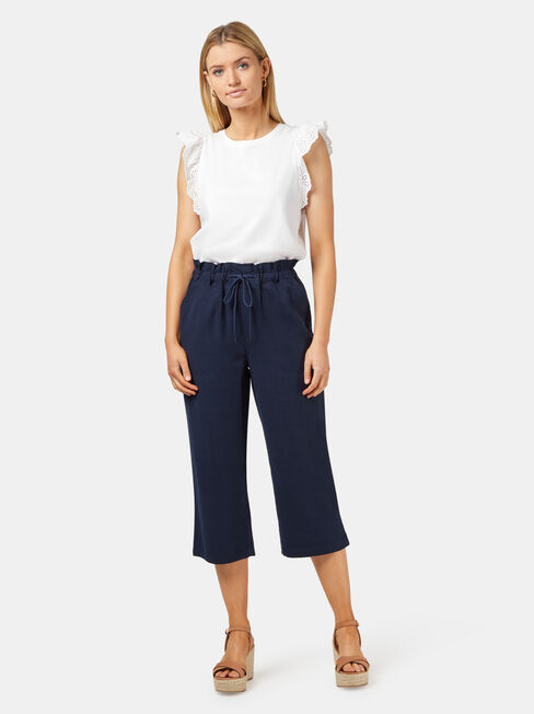Lyla 3/4 Paperbag Pant, Blue, hi-res