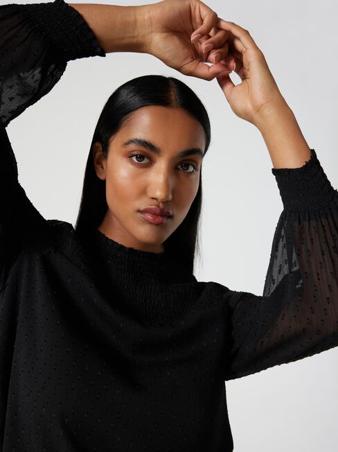 Amy Frill Sleeve Top, Black, hi-res