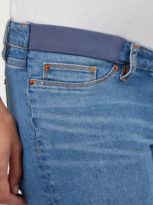 Carla Crop Straight Maternity Jean Light Wash, Mid Indigo, hi-res