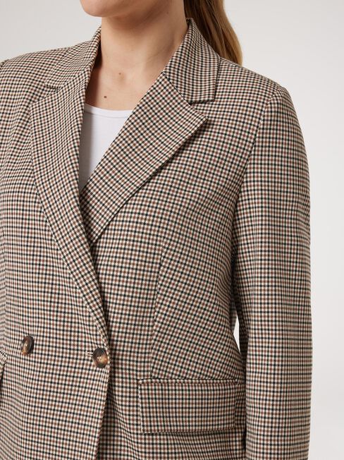 Daisy Double Breasted Jacket, Beige Check, hi-res