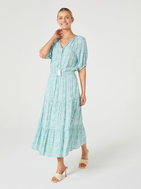 Grace Tiered Midi Dress, Print, hi-res