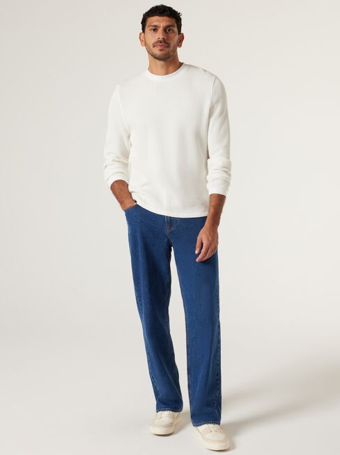 Berlin Waffle Crew Neck Long Sleeve Tee, Chalk, hi-res
