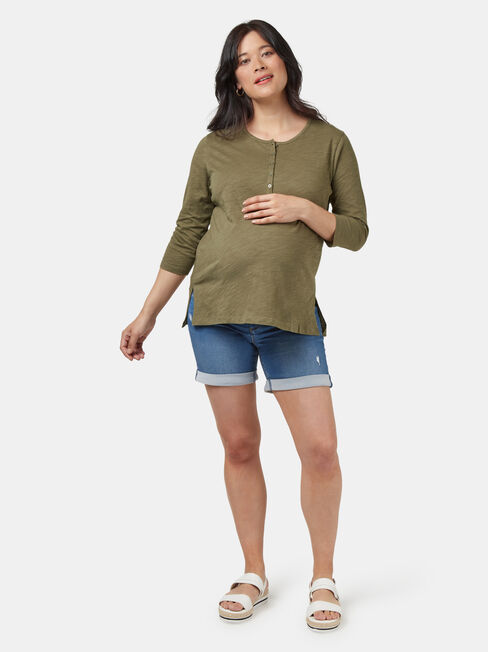 Hendy Henley Maternity Tee, Green, hi-res