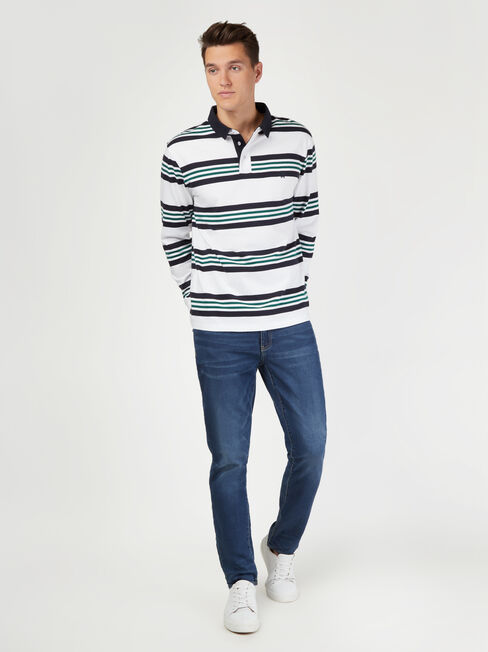 LS Travis Stripe Rugby Polo, Blue, hi-res