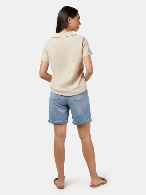 Olivia Collar Tee, White, hi-res