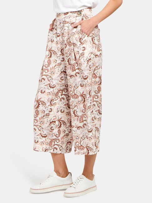 Ava Wide Leg Elastic Waist Pant, Print, hi-res