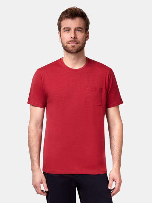 Preston Short Sleeve Basic Pocket Tee, Red, hi-res