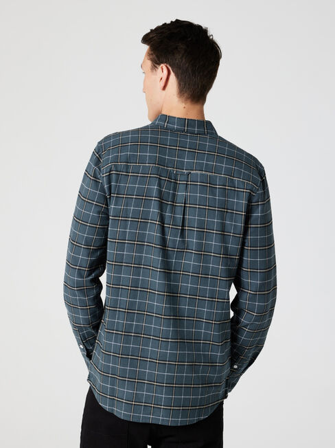 LS Russ Brushed Check Shirt, Green, hi-res