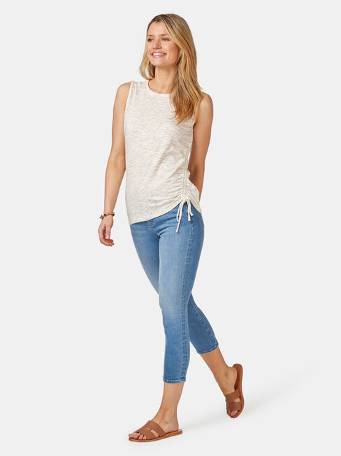 Brielle Rouched Side Tank, Stripe, hi-res