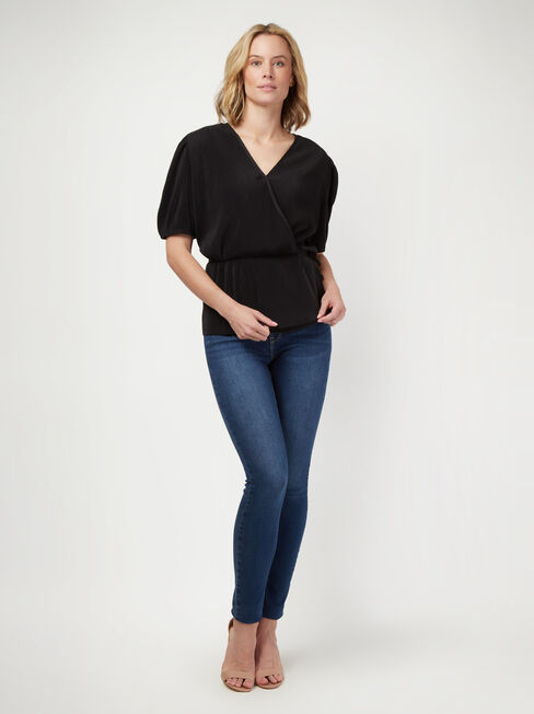 Julie Wrap Front Top, Black, hi-res
