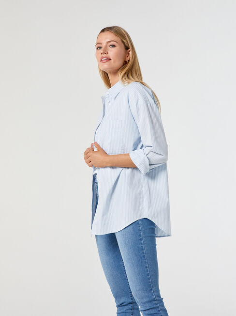 Fern Cotton Stripe Shirt, Blue Stripe, hi-res