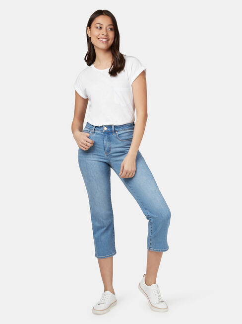 Sara Slim Straight Capri Light Indigo, Light Indigo, hi-res