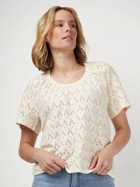 Alexa Cotton Tee, Brown, hi-res