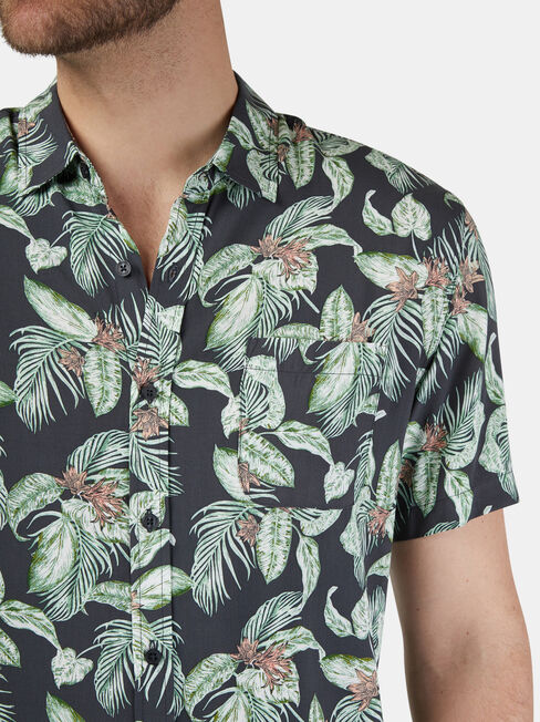 Sandler Short Sleeve Print Shirt, Grey, hi-res