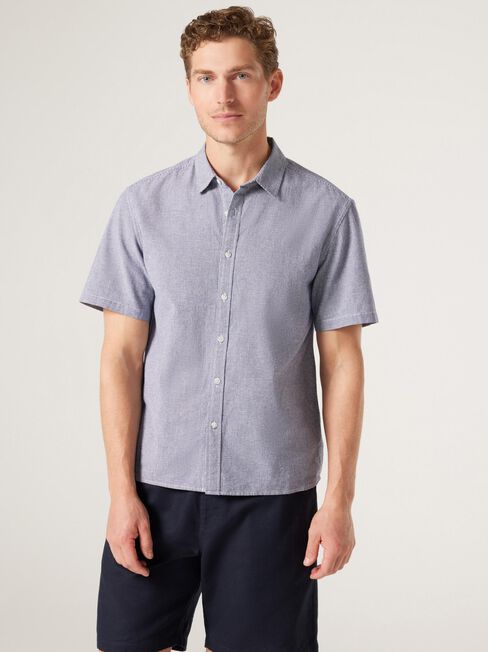 Short Sleeve Kai Textured Shirt, Ink, hi-res