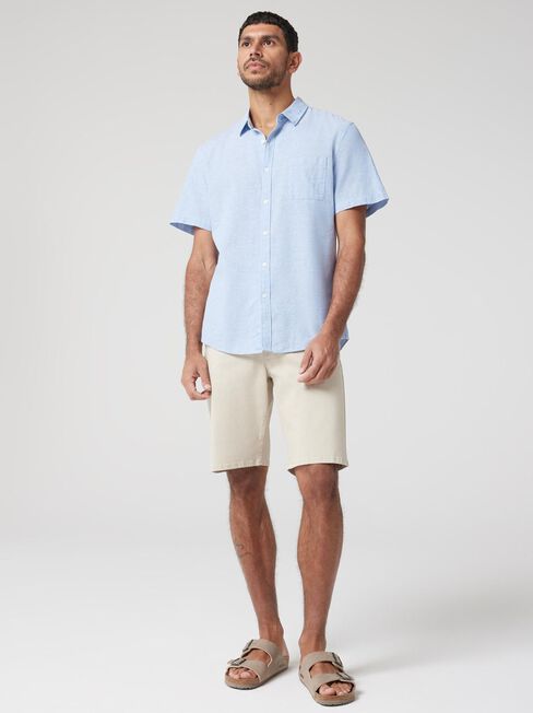 Wolf Textured Short Sleeve Shirt, Sky, hi-res