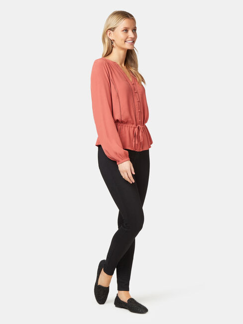 Kora Button Through Blouse, Pink, hi-res